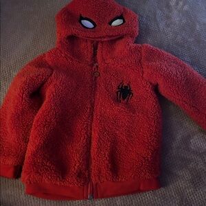 SIZE 2, Marvel Red Fuzzy Spider Hoodie for Kids